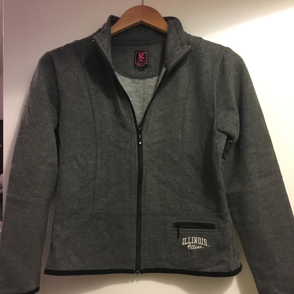 Girls Illinois Gear for Sport Gray Zip Up Sweater
